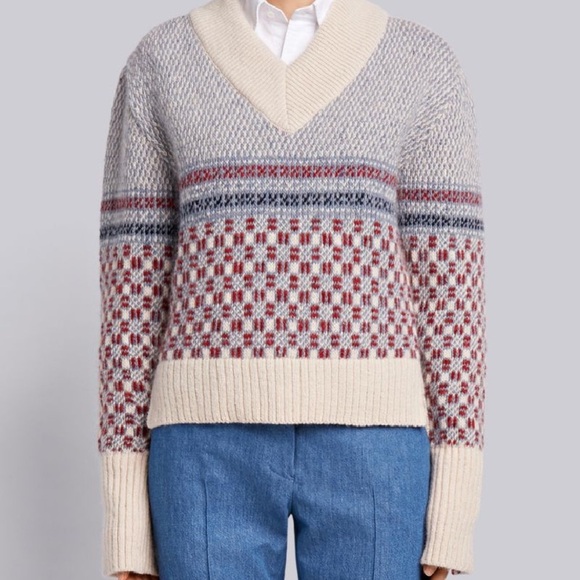 Thom Browne Crab Toy Icon Tweed V Neck Pullover - Picture 9 of 11